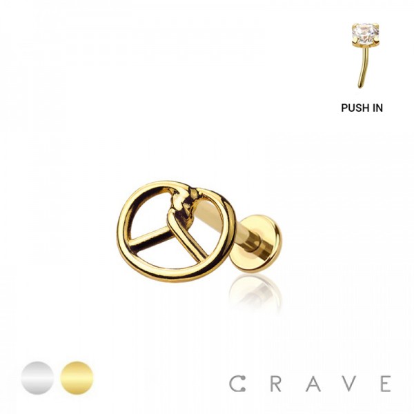 PRETZEL TOP THREADLESS (PUSH IN) 316L SURGICAL STEEL LABRET SET